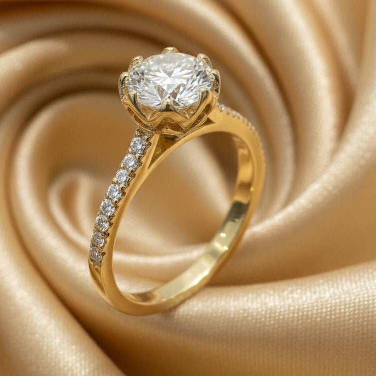 10K gold lab-grown diamond ring 1.64CT detail showing expert setting certified diamond brilliance