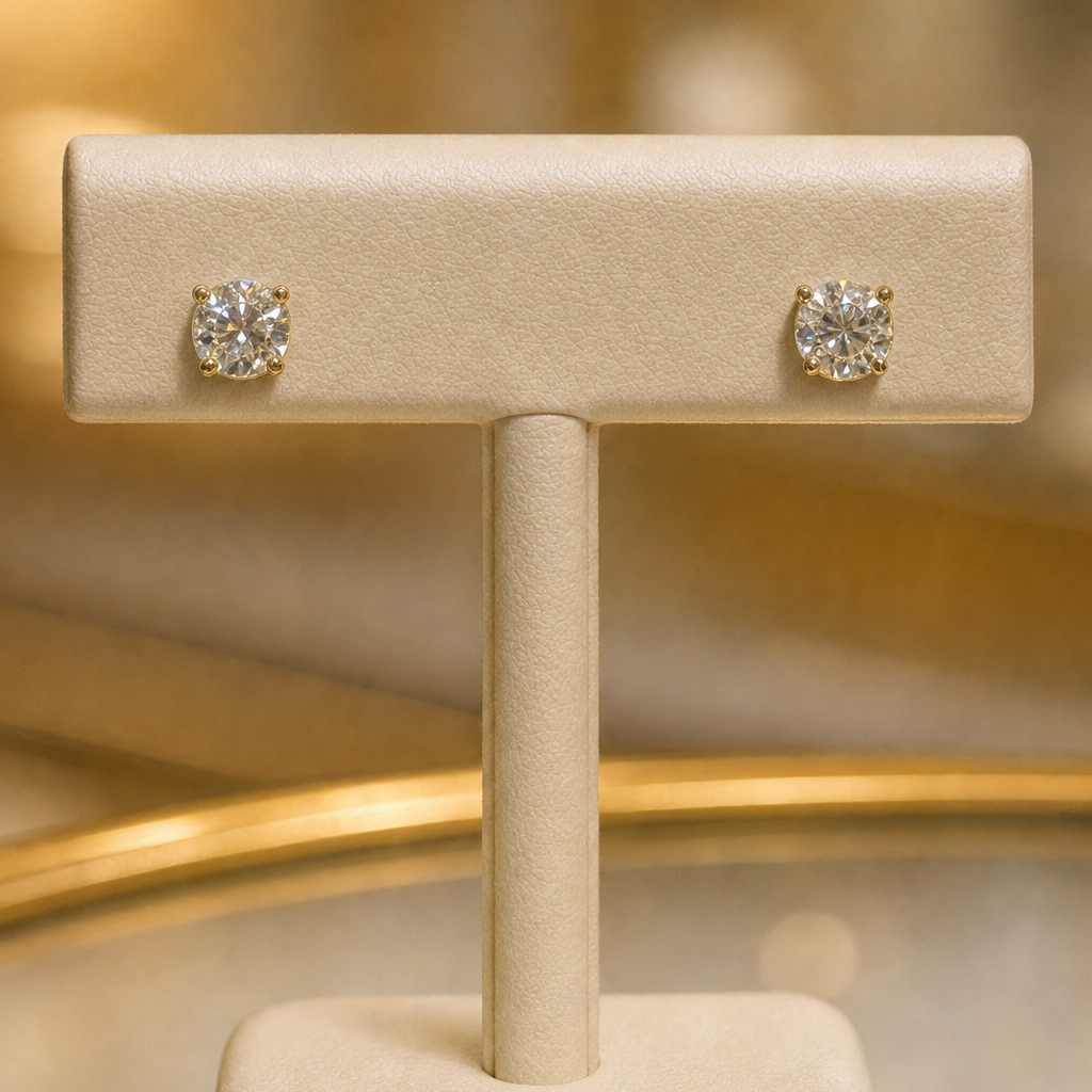 10K Gold Stud earrings 10101 3mm stones