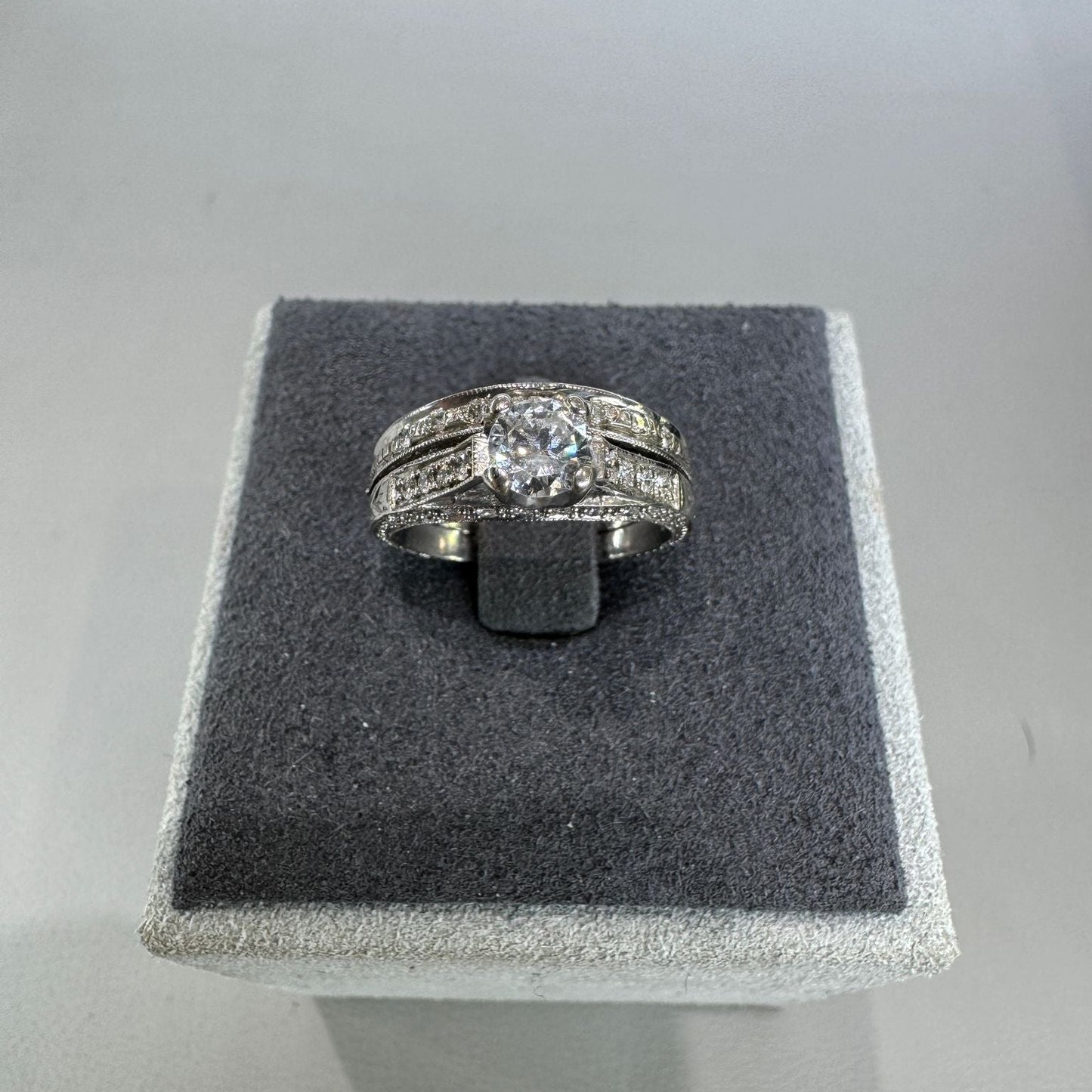 14K gold diamond ring 0.74CT detail showing expert setting natural diamond extraordinary sparkle