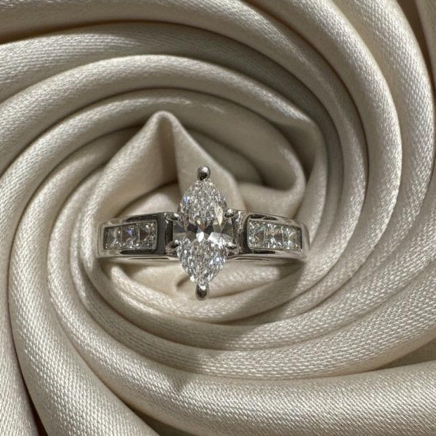 14K gold diamond ring detail showing expert setting diamond brilliance