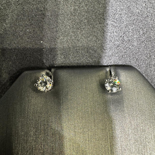 14K gold natural diamond stud earrings 0.90 carat total weight near-carat brilliance luxury