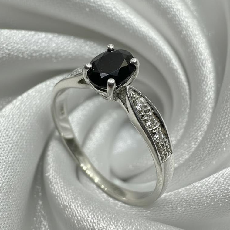 14K gold sapphire ring 0.6CT with diamond accents royal blue elegance premium luxury