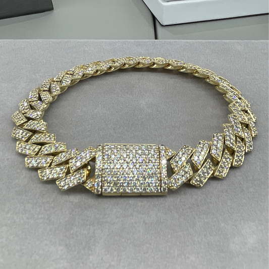 Bracelet Cuban 59g Gold 10k diamants Naturel 7ct Bracelet