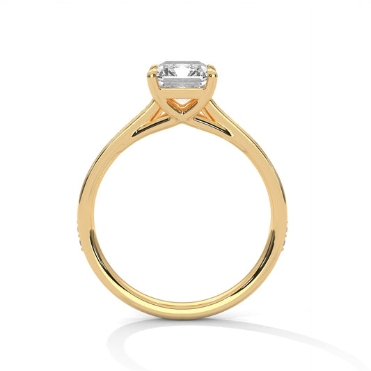 Radiant Cut Engagement Ring with Pavé Band DM-012