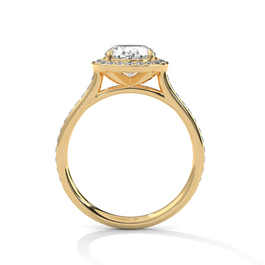 Oval Halo Engagement Ring with Cathedral Pavé Band DM-051