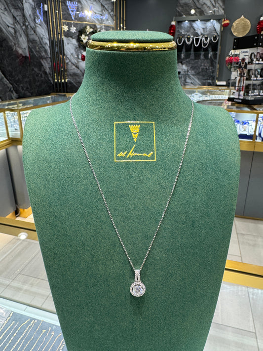 Moissanite Halo Pendant Necklace - 1.0ct D Color Sterling Silver 925