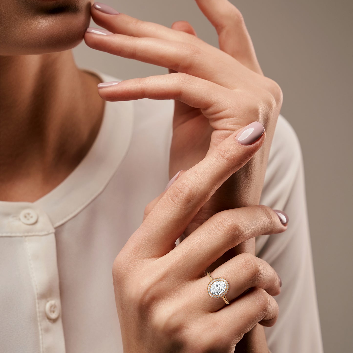 Oval Halo Engagement Ring with Split Shank DM-037