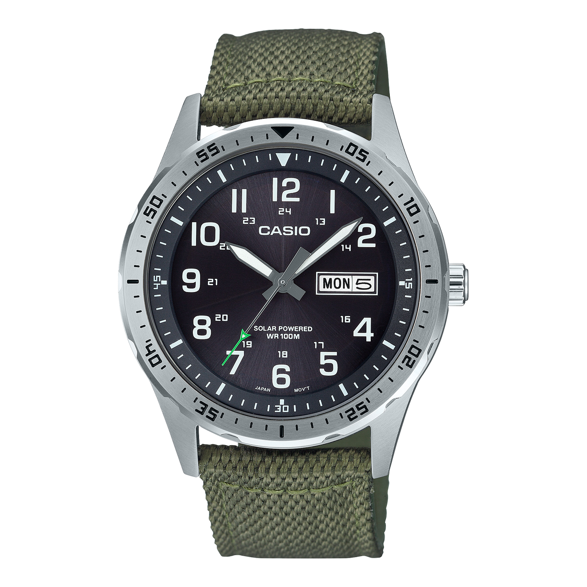 Green Casio watch MTP-S120L-3AVCF