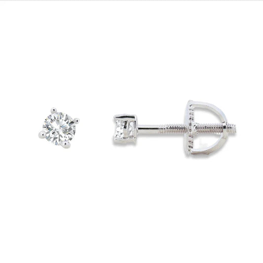 3mm Moissanite Stud Earrings 0.22ct - .925 Sterling Silver Rhodium Plated