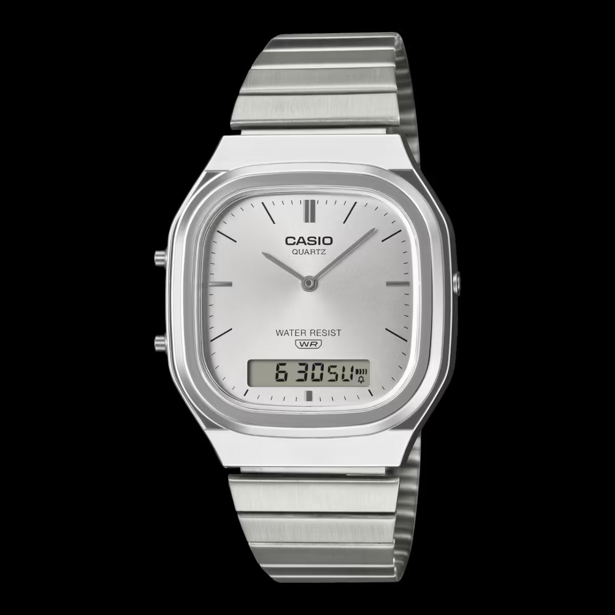 Montre Casio AQ-240E-7ACF analogique-numérique en acier inoxydable argenté avec heure mondiale