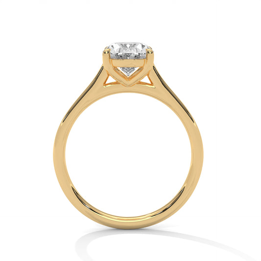 2 carat Oval Solitaire engagement ring in yellow gold - Bijouterie Del Moral (view 2)