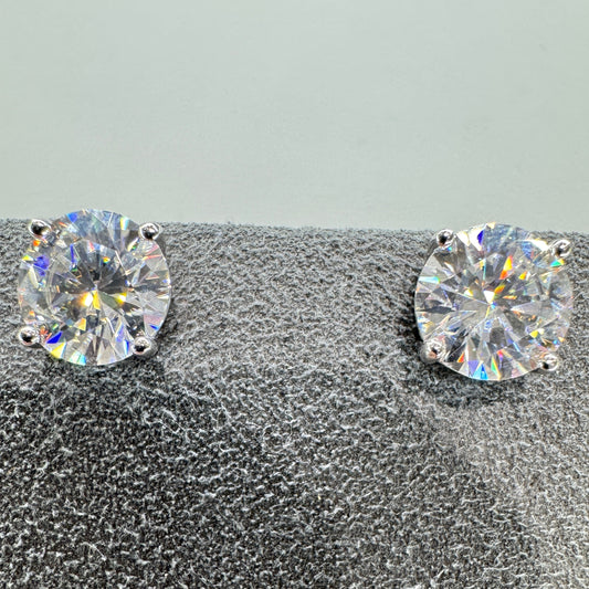 8mm moissanite stud earrings sterling silver rhodium plated brilliant sparkle 2 carat equivalent bold statement