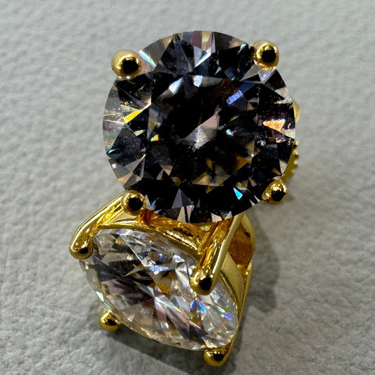 8mm moissanite studs detail showing brilliant fire sterling silver gold overlay luxurious finish