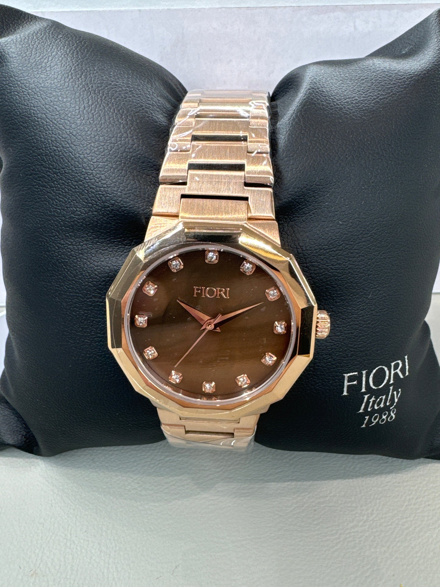 Fiori 3897 women's rose gold watch brushed polished finish sapphire crystal luxurious