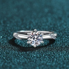 Moissanite Solitaire Ring - 925 Sterling Silver (AZ074-J)