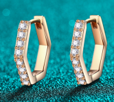 Moissanite Hoop Earrings Gold - 925 Sterling Silver (AZ1076-E)