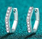 Moissanite Hoop Earrings - 925 Sterling Silver (AZ1076-E)