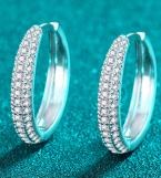 Pavé Moissanite Hoop Earrings - 925 Sterling Silver (AZ1102-E)