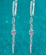 Moissanite Threader Drop Earrings - 925 Sterling Silver (AZ1129-E)