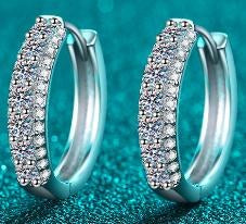 Triple-Row Moissanite Hoop Earrings - 925 Sterling Silver (AZ1331-E)