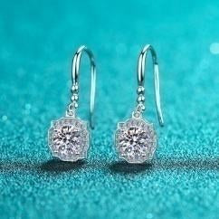 Moissanite Drop Earrings 1ct - 925 Sterling Silver (AZ180-E)