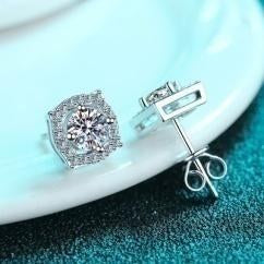 Moissanite Stud Earrings - 925 Sterling Silver (AZ185-E)