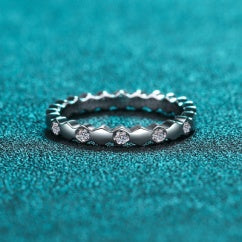 Marquise Moissanite Eternity Band - 925 Sterling Silver (AZ202-J)
