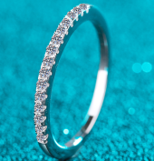 Thin Pave Moissanite Ring - 925 Sterling Silver (AZ219-J)