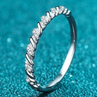 Twisted Rope Moissanite Band - 925 Sterling Silver (AZ458-J)