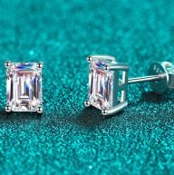 Emerald-Cut Moissanite Stud Earrings - 925 Sterling Silver (AZ490-E)