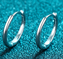 Moissanite Hoop & Pearl Earrings - 925 Sterling Silver (AZ492-E)