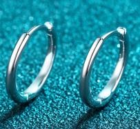 Moissanite Hoop & Pearl Earrings - 925 Sterling Silver (AZ492-E)