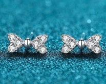 Pearl & Moissanite Stud Earrings detail - 925 Sterling Silver (AZ524-E)