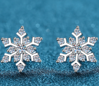 Moissanite Snowflake Earrings - 925 Sterling Silver (AZ534-E)