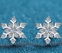 Moissanite Snowflake Earrings - 925 Sterling Silver (AZ534-E)