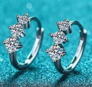 Moissanite Cluster Stud Earrings - 925 Sterling Silver (AZ562-E)
