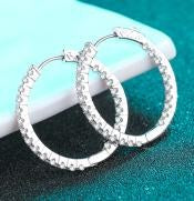 Large Moissanite Hoop Earrings - 925 Sterling Silver (AZ604-E)
