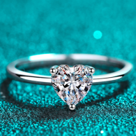 Heart Moissanite Ring - 925 Sterling Silver (AZ628-J)