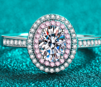 Oval Double Halo Moissanite Ring - 925 Sterling Silver (AZ806-J)