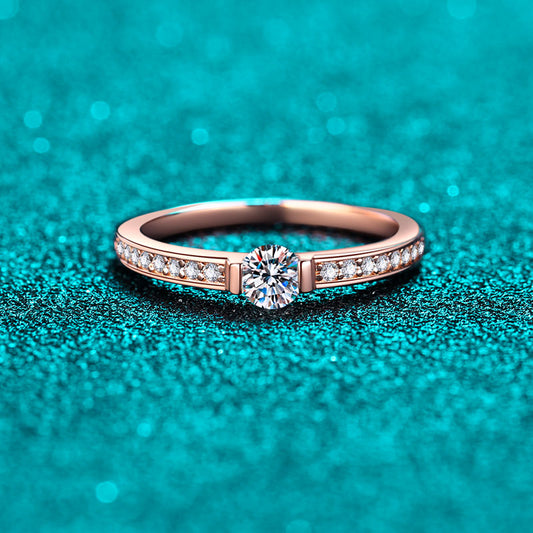 Two-Tone Moissanite Ring - 925 Sterling Silver (AZ979-J)