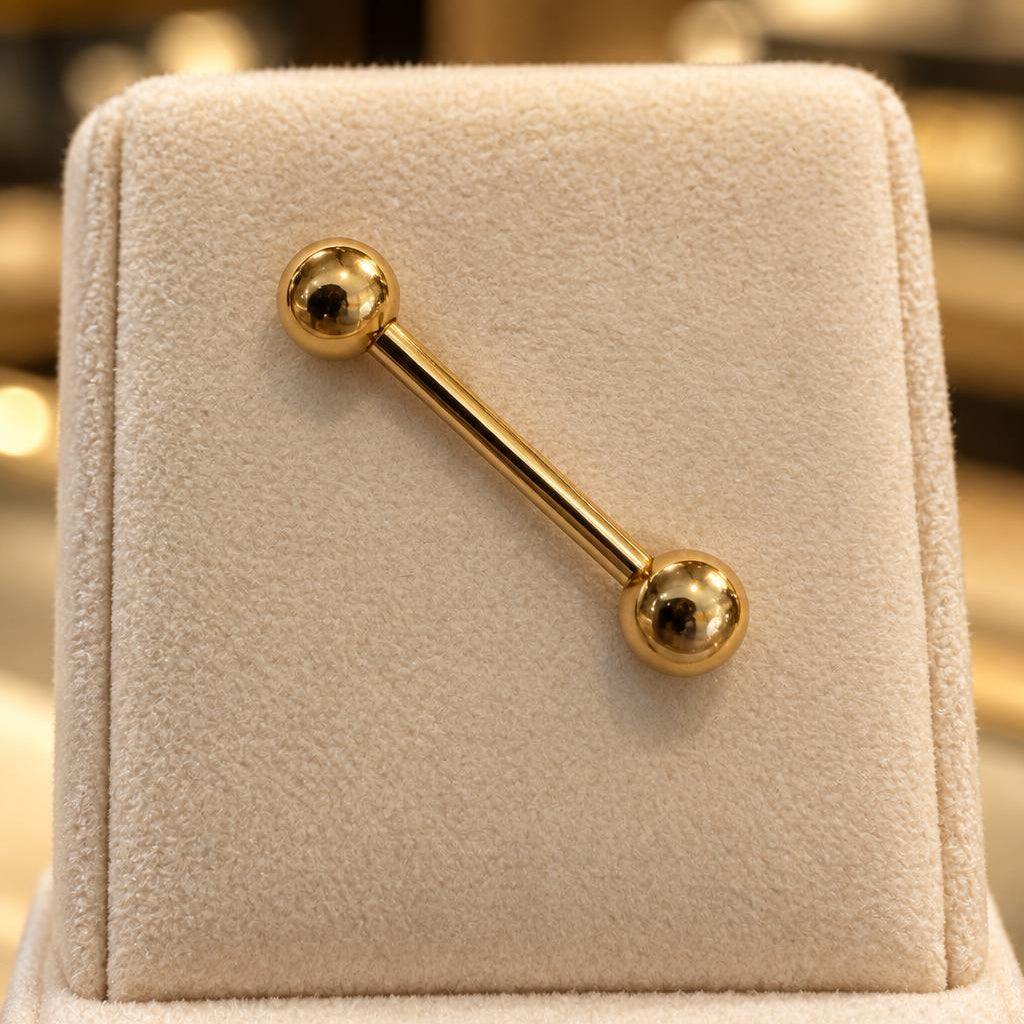 Anatometal 14K Gold Straight Barbell – Internally Threaded