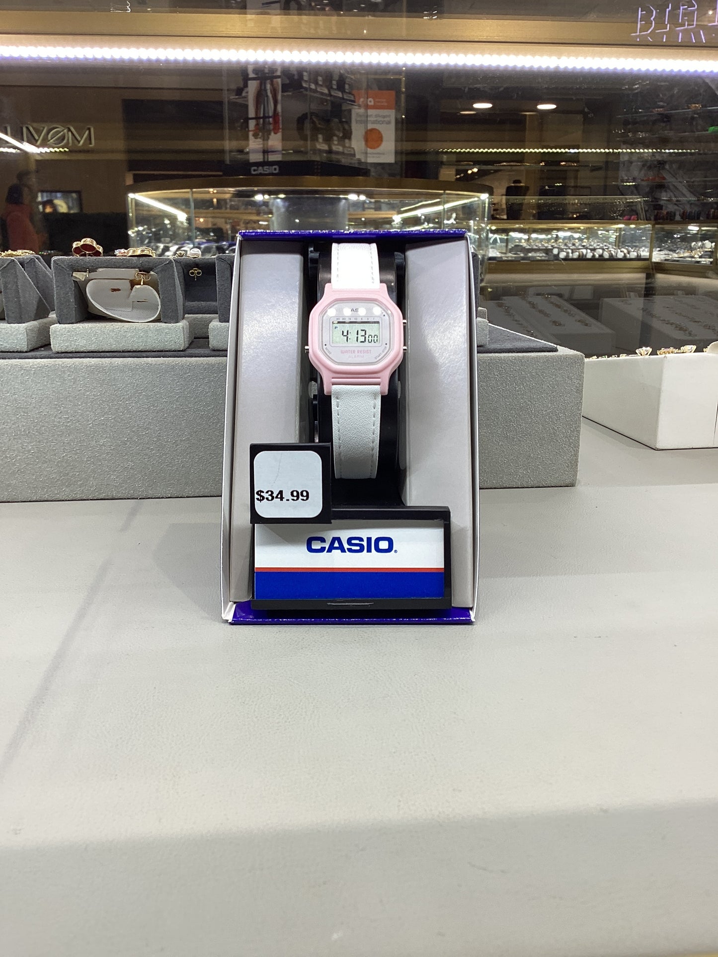 Pink and white casio watch LA-11WL