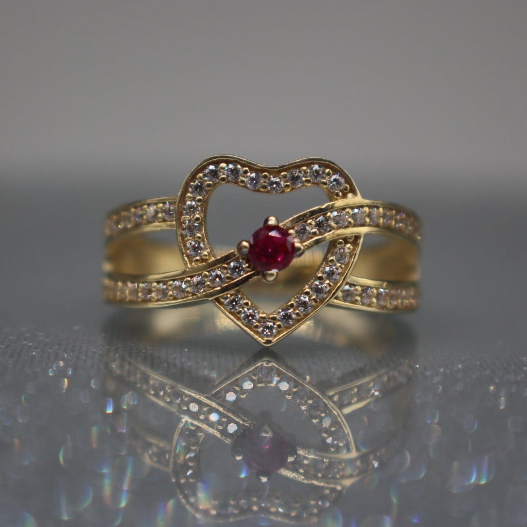 Heart ring Gold & Ruby