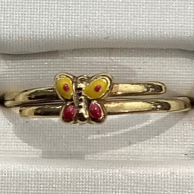 Butterfly 10K Yellow Gold Women Ring 1.02g