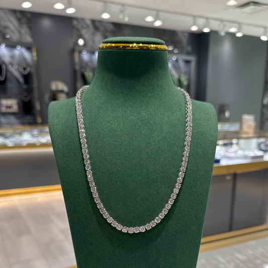 5mm Moissanite Tennis Chain Necklace 20 Inch - .925 Sterling Silver