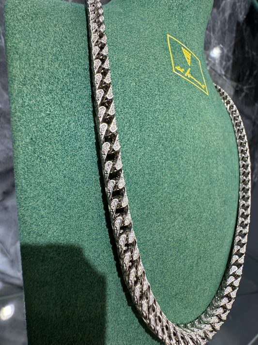 Sterling silver franco chain iced out in moissanite 22 inches (model: MJCN046-6mm)