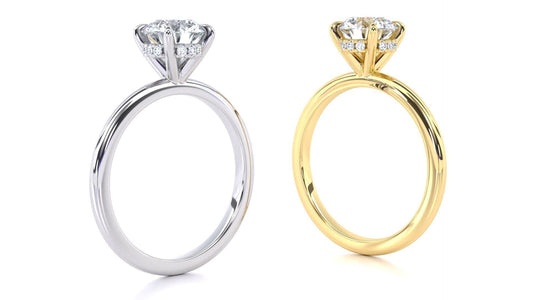 Round Solitaire Engagement Ring with Hidden Halo DM-002