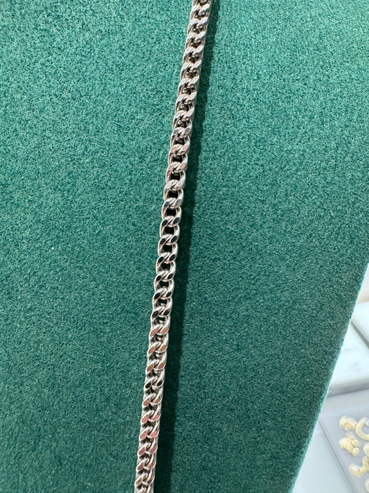 Chaine style Franco en Or Blanc Italien 10K / 3.29mm / 13,07g / Bijouterie Del Moral