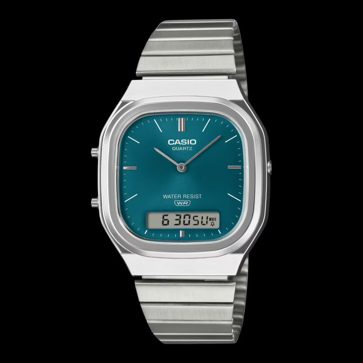 Montre numérique-analogique Casio AQ-240E-3ACF argentée et bleue avec heure universelle