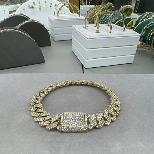 Bracelet Cuban 59g Gold 10k diamants Naturel 7ct Bracelet